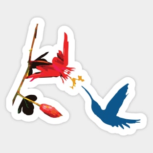 humming bird with Hibiscus flower Sticker